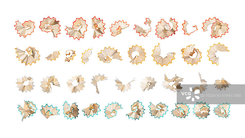 白色背景上的铅笔屑图片素材