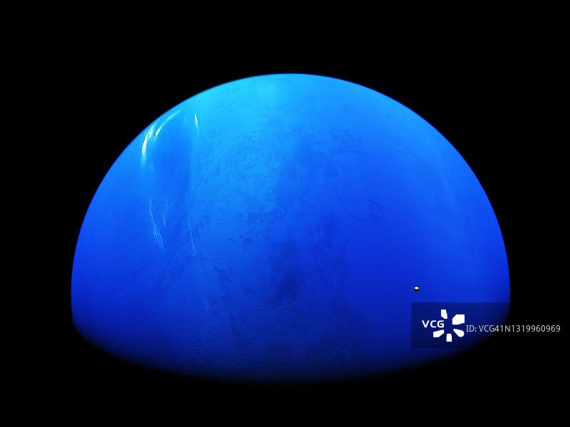 太空中拥有卫星和大气层的气态巨行星海王星概念图图片素材