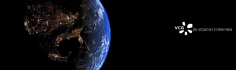 从太空看到的美国夜景概念全景，有街灯图片素材
