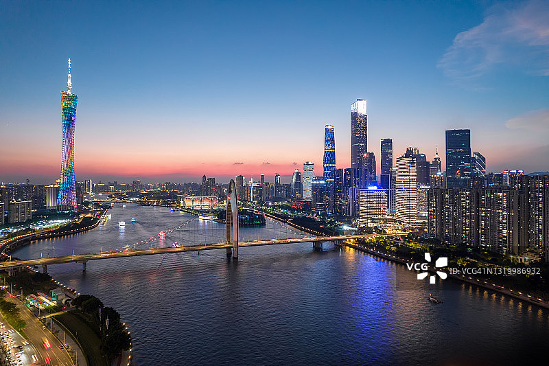 城市夜景航拍图片素材