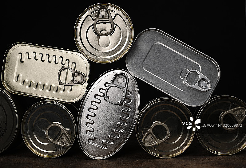 罐头食品的俯视角度照片图片素材