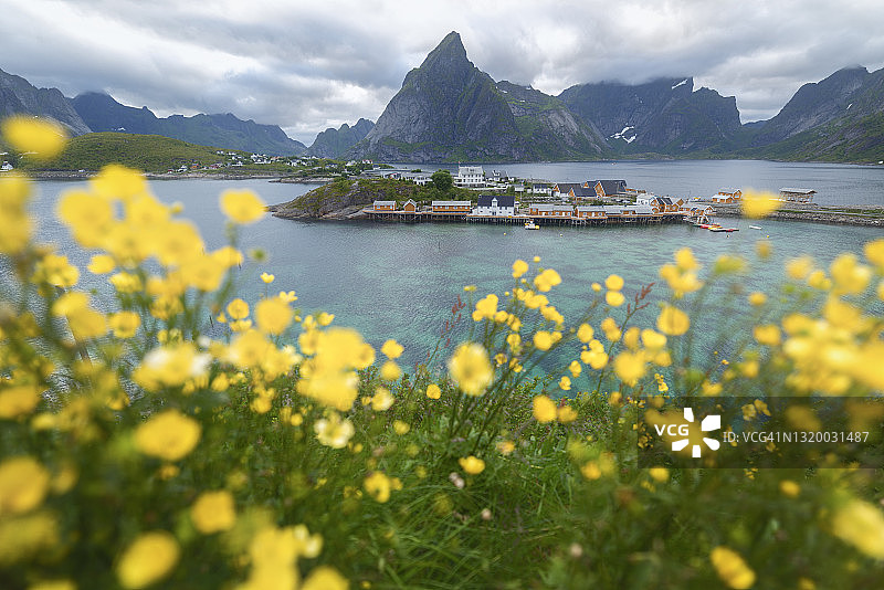 夏季的雷讷村庄，罗弗敦群岛，挪威图片素材
