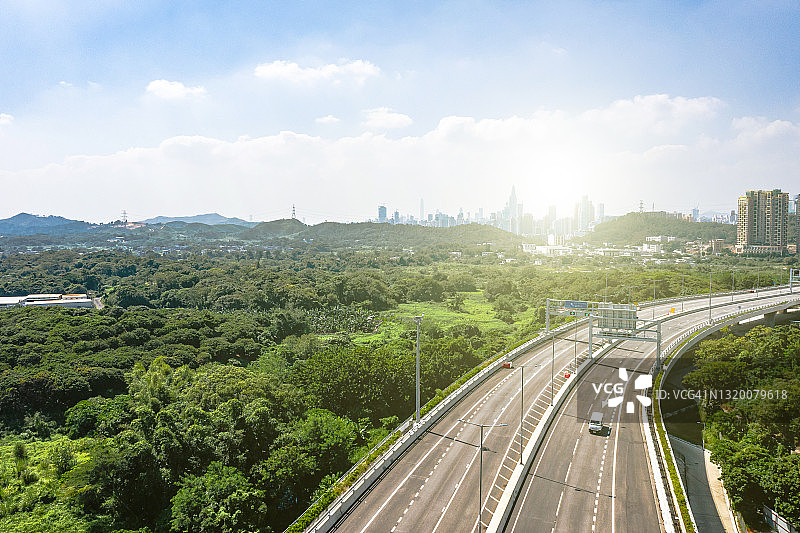 香港香园围公路一景图片素材