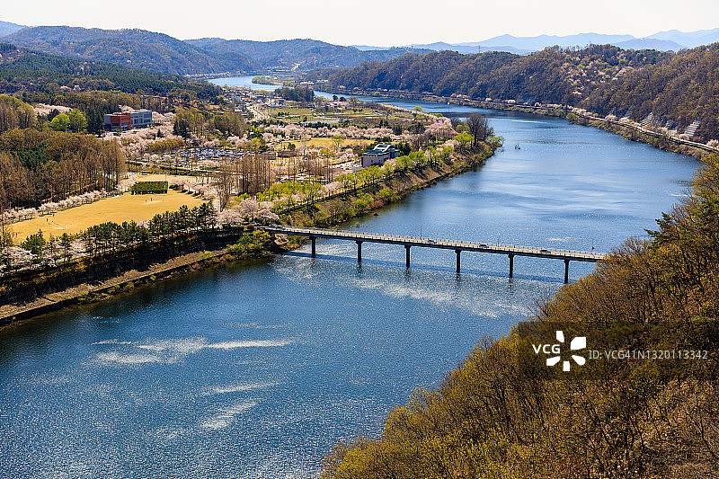 韩国大田市大清湖航拍图图片素材