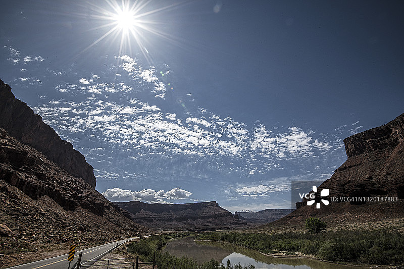 科罗拉多河，美国犹他州128号公路图片素材