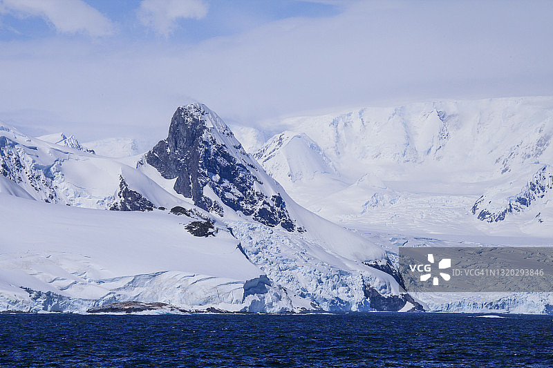 南极洲海岸及雪山景色图片素材