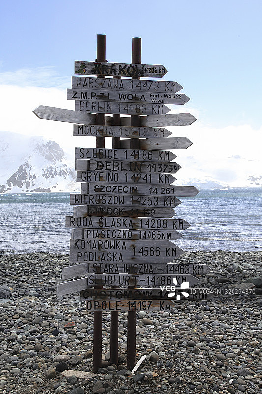 乔治国王岛的城市木制指示牌图片素材