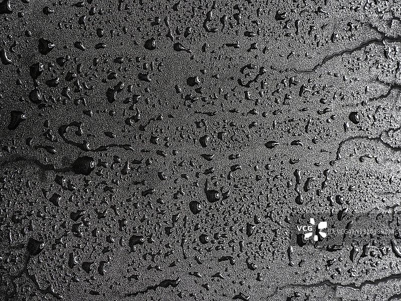 黑色背景下的水滴和水花特写图片素材