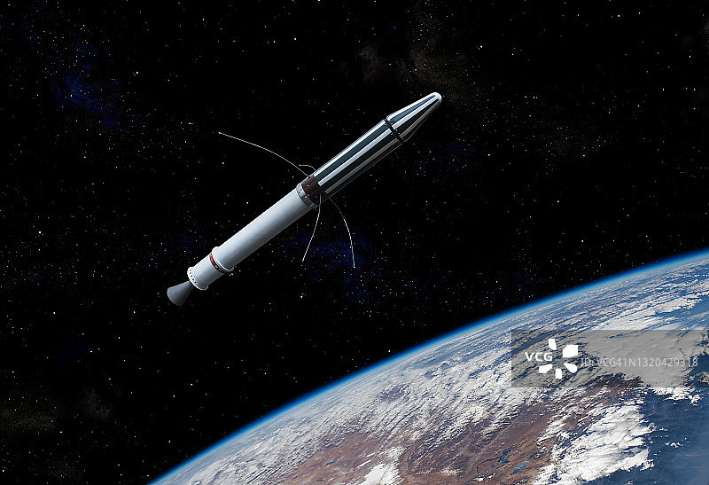 美国探险者1号卫星在地球轨道上图片素材