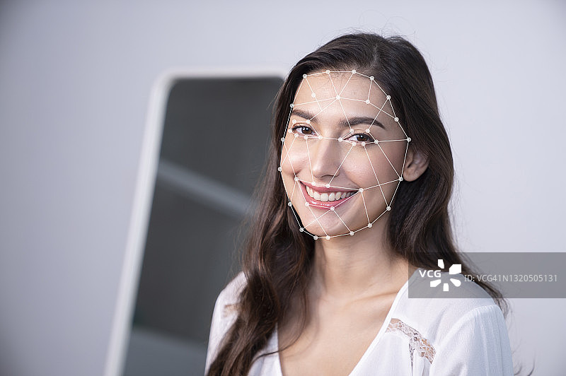 美女面部，AI概念图片素材
