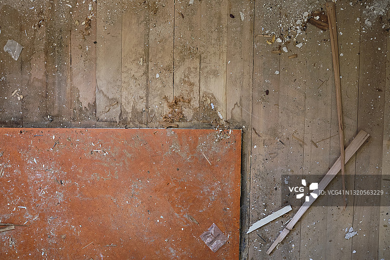 橙色塑料地板和底层地板俯视图图片素材