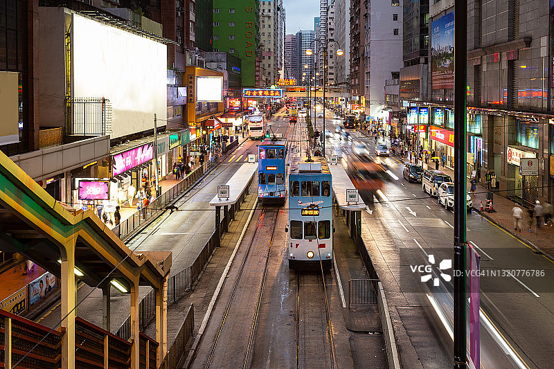 香港北角英皇道夜景图片素材