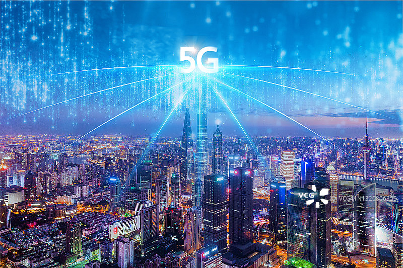 5G技术在现代城市应用的概念照片图片素材