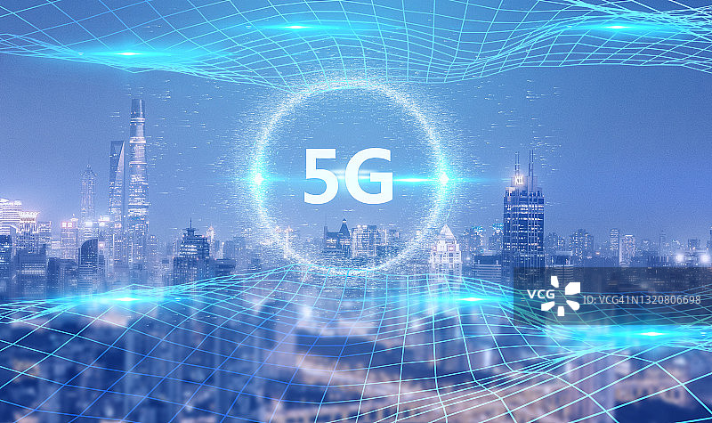 5G技术在现代城市应用的概念照片图片素材