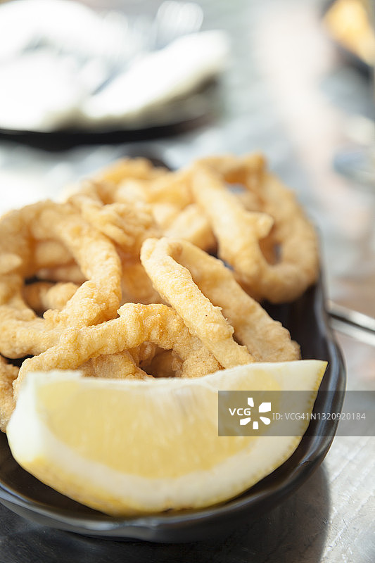 鱿鱼和西班牙辣酱图片素材