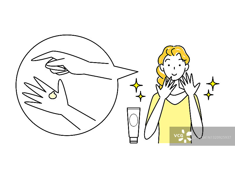 皮肤护理：可爱女人手部护理插画图片素材