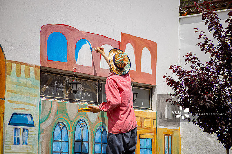 大笔刷壁画图片素材