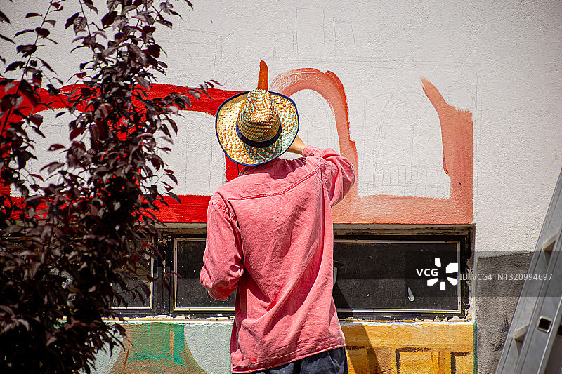 大笔刷壁画图片素材