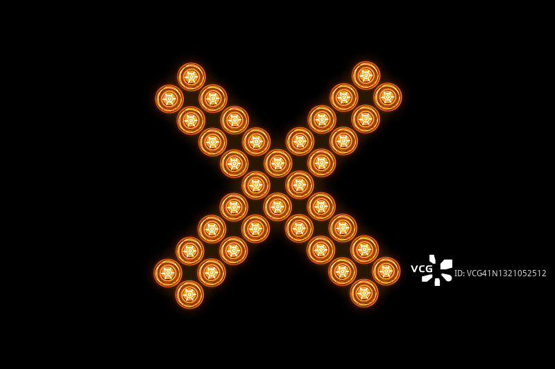 由照明灯泡组成的交叉标记图片素材