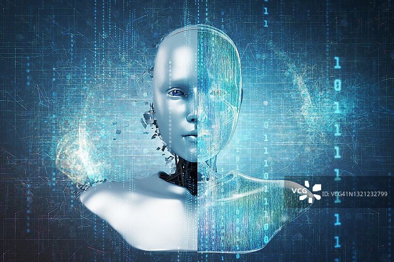人工智能机器人与内部数据图片素材