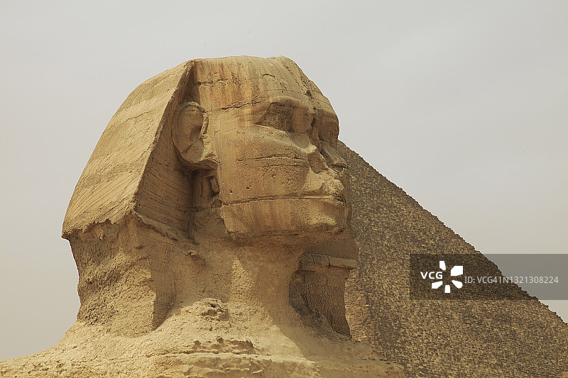 吉萨大狮身人面像的特写图片素材
