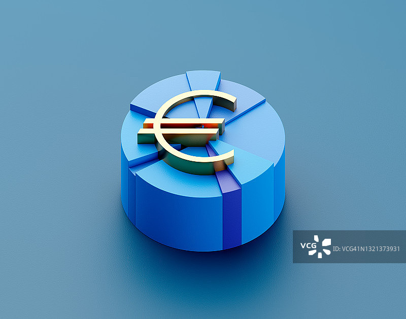 饼图上的欧元符号图片素材