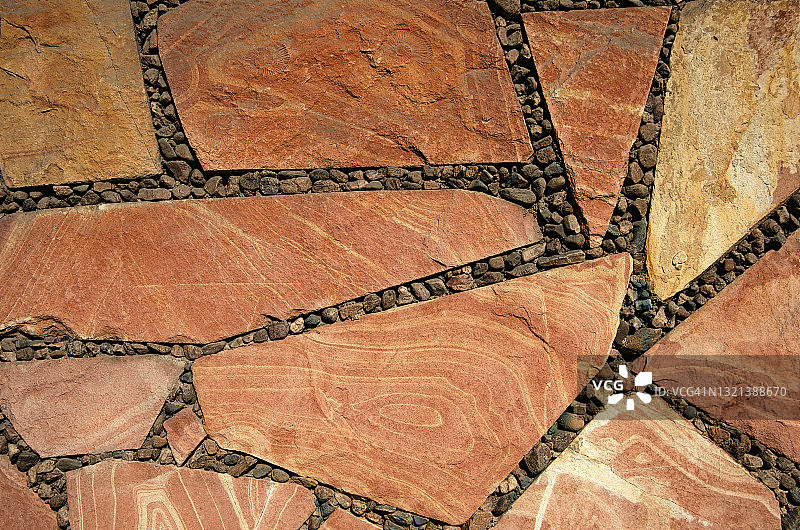 石头和鹅卵石铺砌的特色墙图片素材