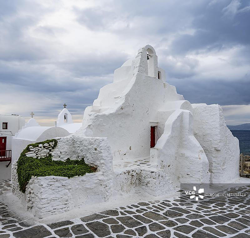 希腊米科诺斯岛米科诺斯市的帕拉波尔蒂亚尼圣母教堂图片素材