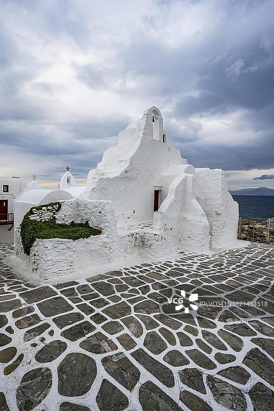 希腊米科诺斯岛米科诺斯市的帕拉波尔蒂亚尼圣母教堂图片素材