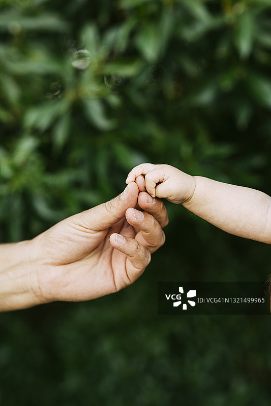 男人的手握着婴儿的手图片素材