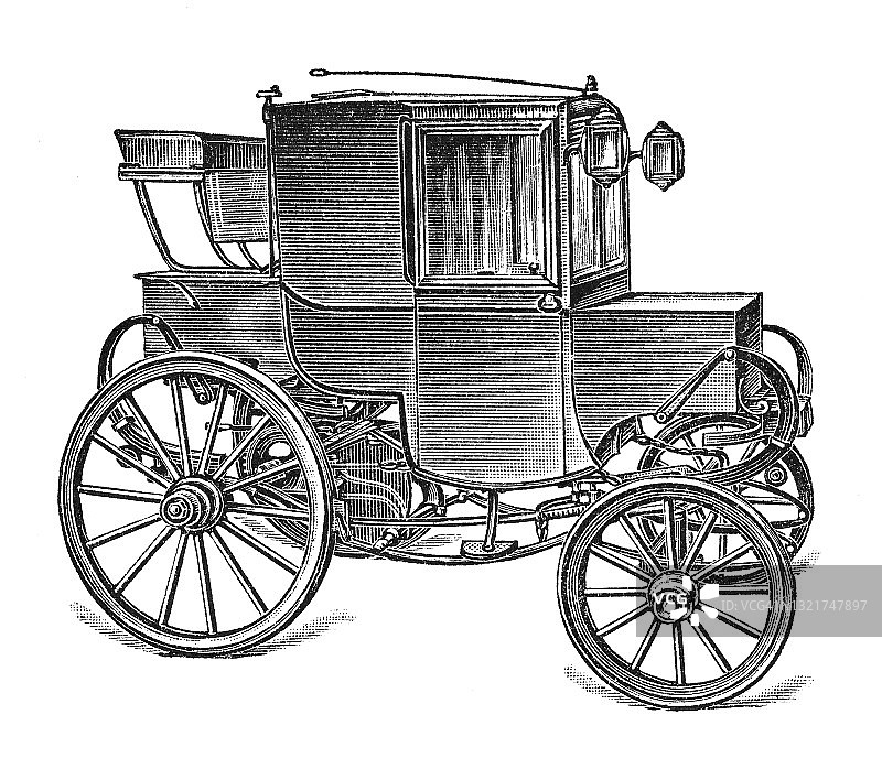 Darracq电动汽车的复古雕刻插图图片素材