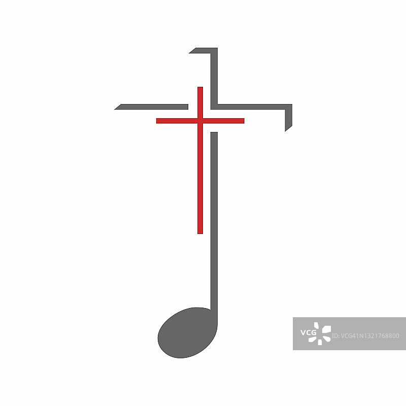 基督教插图。教会标志。基督十字架和音符图片素材