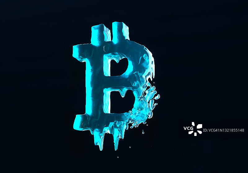 比特币标志融化效果图片素材