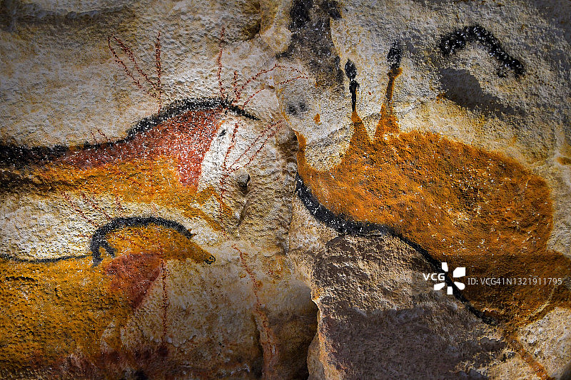 拉斯科岩洞的绘画图片素材