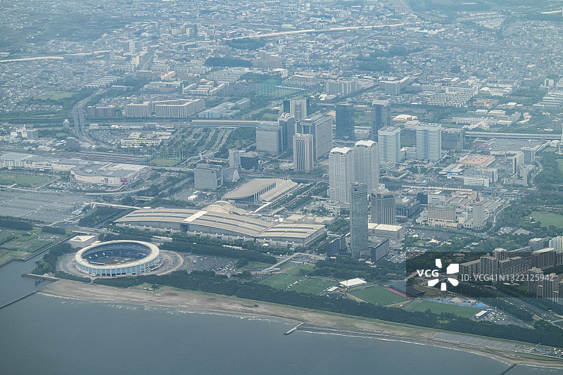 从飞机上俯瞰日本千叶市图片素材