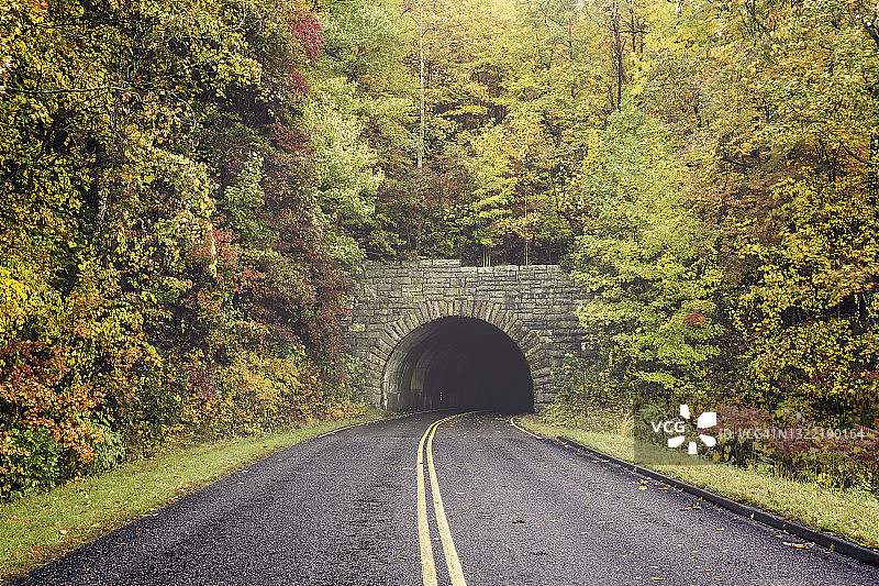 蓝岭公园大道的隧道图片素材