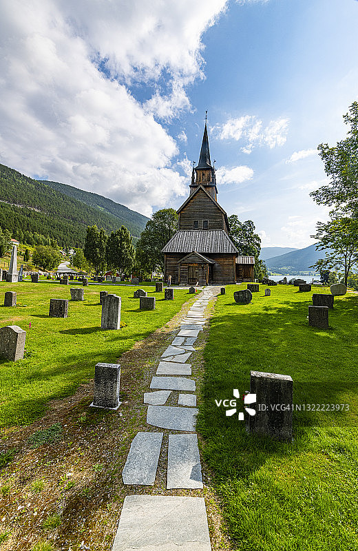 挪威韦斯特兰考潘厄尔的木板教堂图片素材