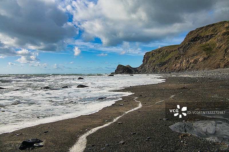 北康沃尔的斯特兰格斯海滩图片素材