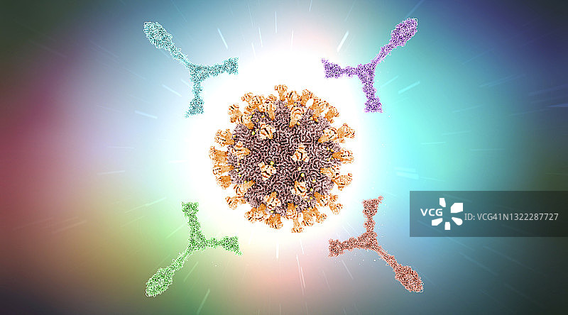 攻击病毒颗粒的抗体，图示图片素材