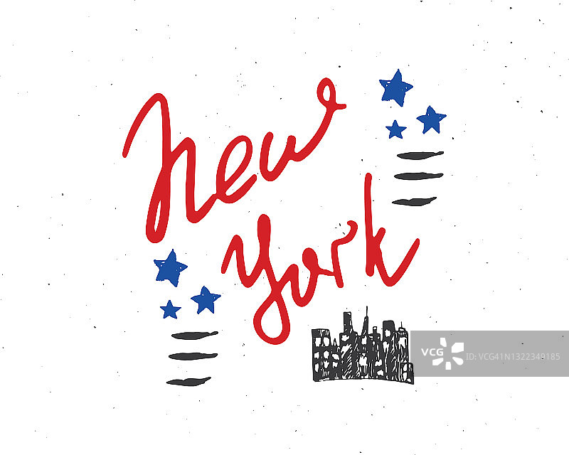 手绘纽约文字标志矢量图图片素材