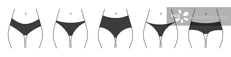 各种女士内裤，内衣系列矢量剪影图片素材