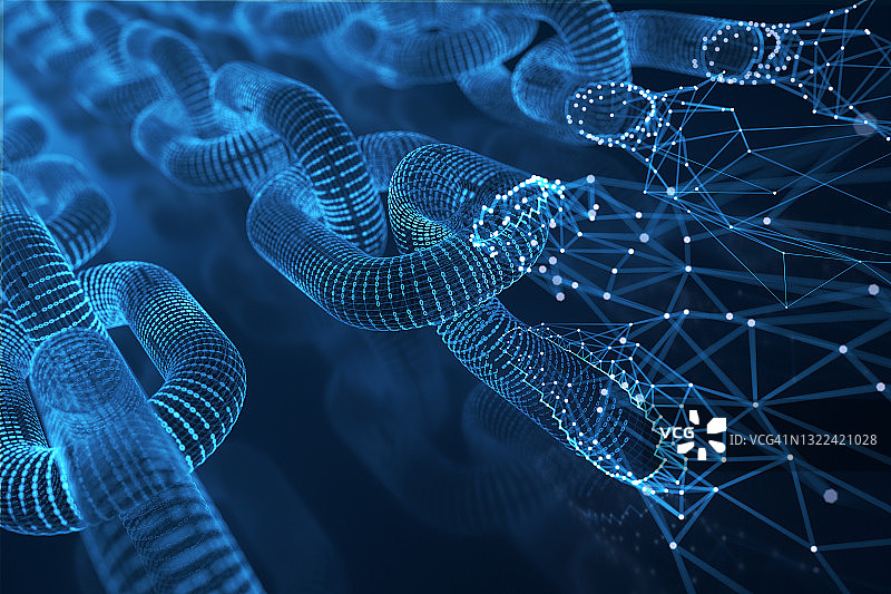 由二进制和网络构成的区块链图片素材