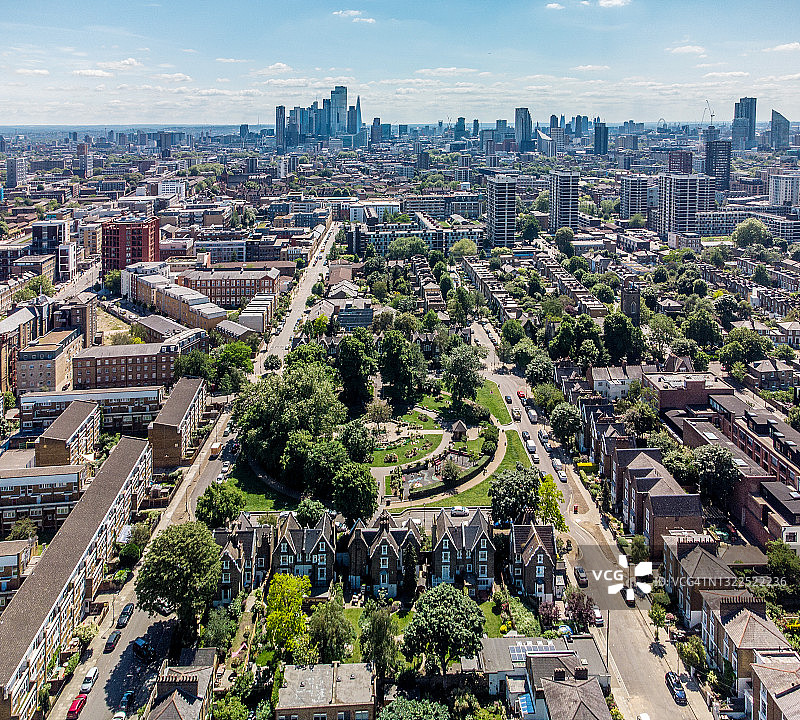 伦敦东区德博瓦尔镇的俯瞰图图片素材
