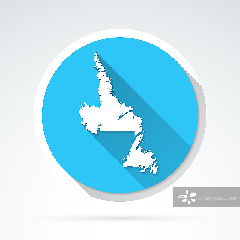 纽芬兰和拉布拉多地图图标 - 扁平设计与长阴影图片素材