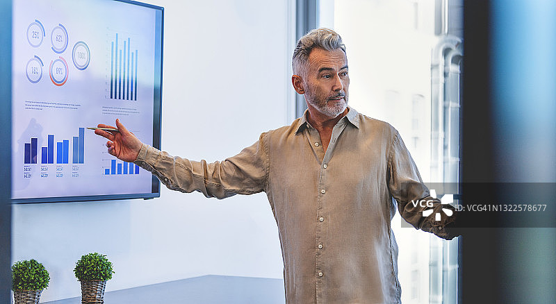 成熟的商人用图表做演示图片素材