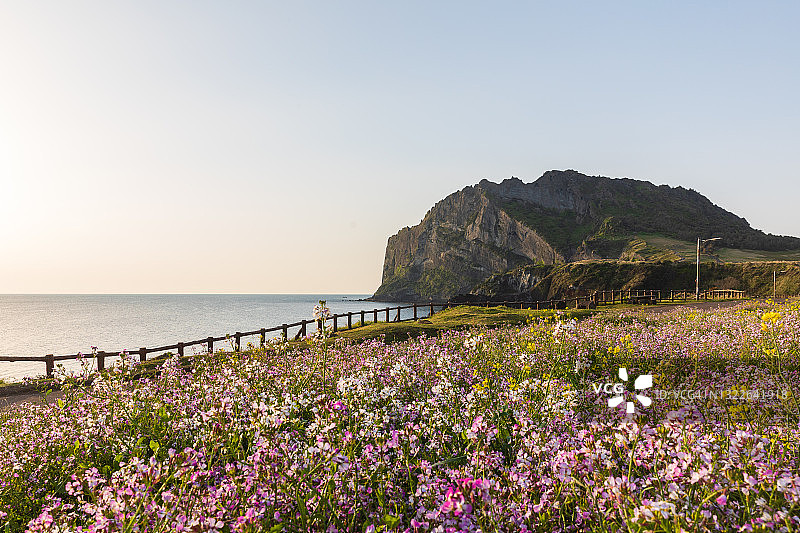 韩国济州岛城山日出峰风光图片素材