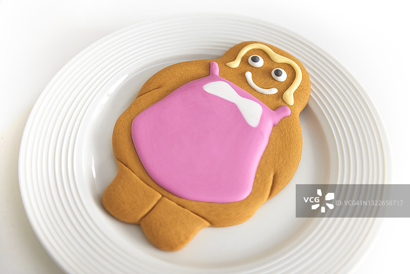 快乐的肥胖姜饼女人图片素材