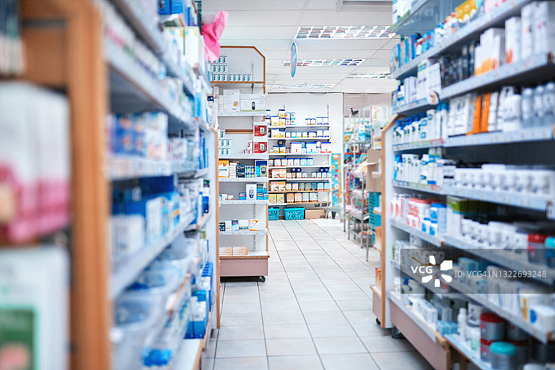 药房里摆满各种药品的货架图片素材