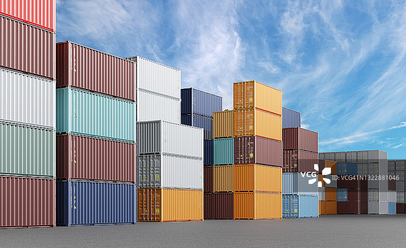 航运港口仓库中的集装箱图片素材
