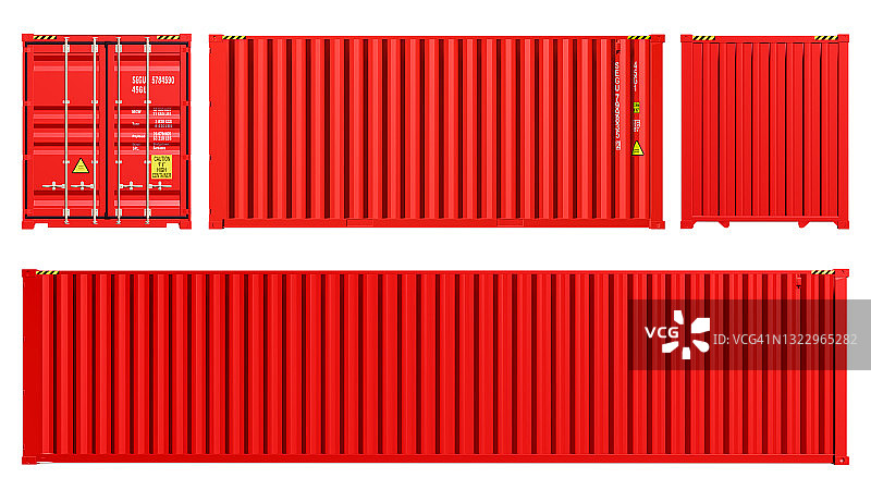 用于运输的红色集装箱矢量图图片素材